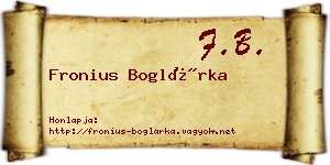 Fronius Boglárka névjegykártya